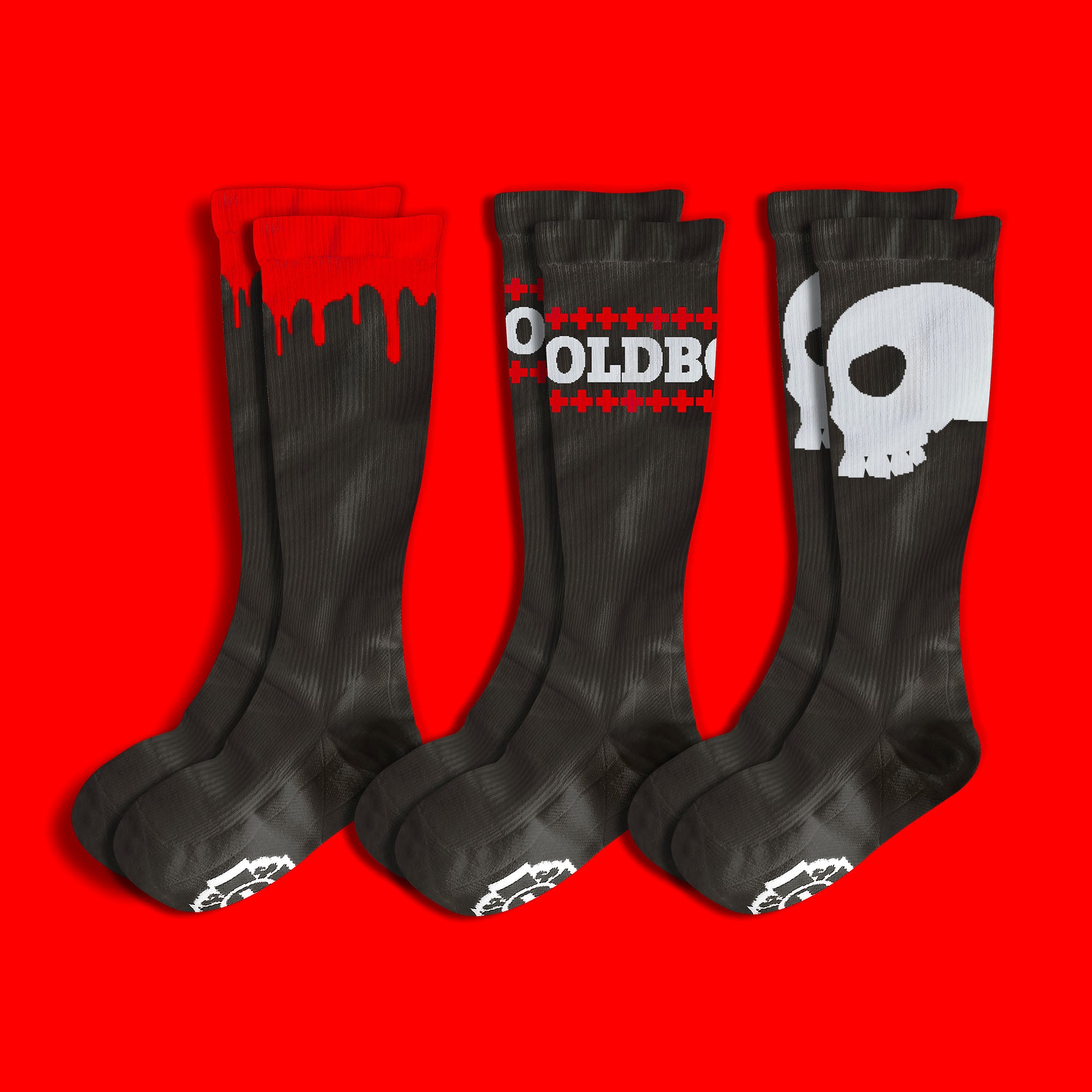 Compression Socks: DRIP LETTERS SKULL (3-Pack) – Old Bones Therapy