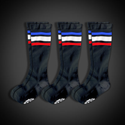 Compression Socks: RED WHITE BLUE Stripes (3-Pack)