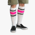 Old Bones Therapy Compression Socks: PINK Stripes in White — product detail