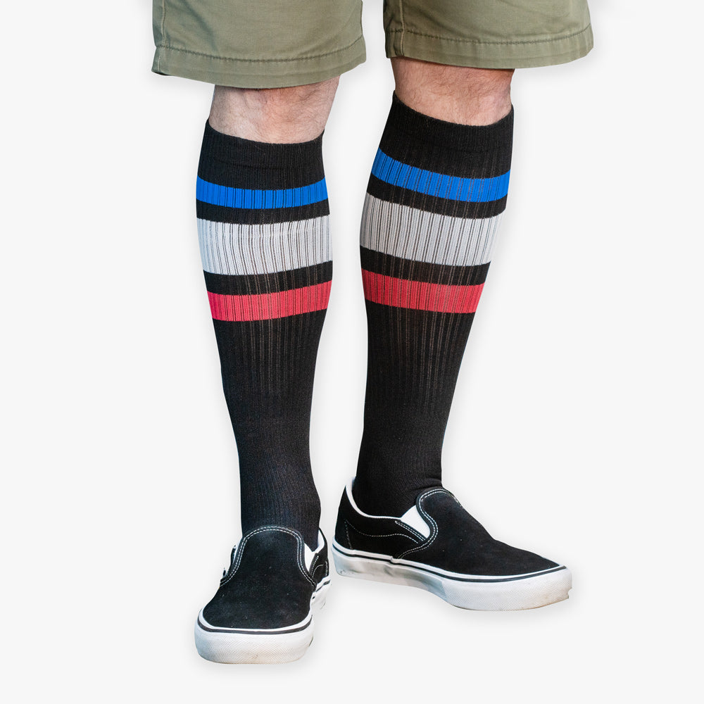 Compression Socks: RED WHITE BLUE Stripes