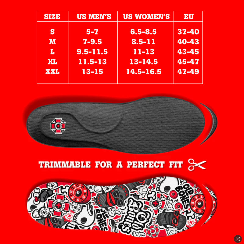 Shock Absorbing Foot Insoles sizing guide