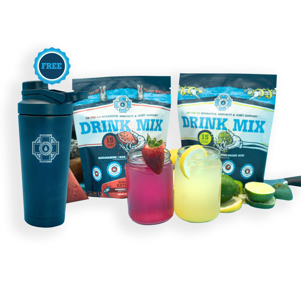 catalog-hero | Old Bones Therapy Joint Elixir 2-Pack – Both flavors joint support drink mix combo with collagen glucosamine and electrolytes
