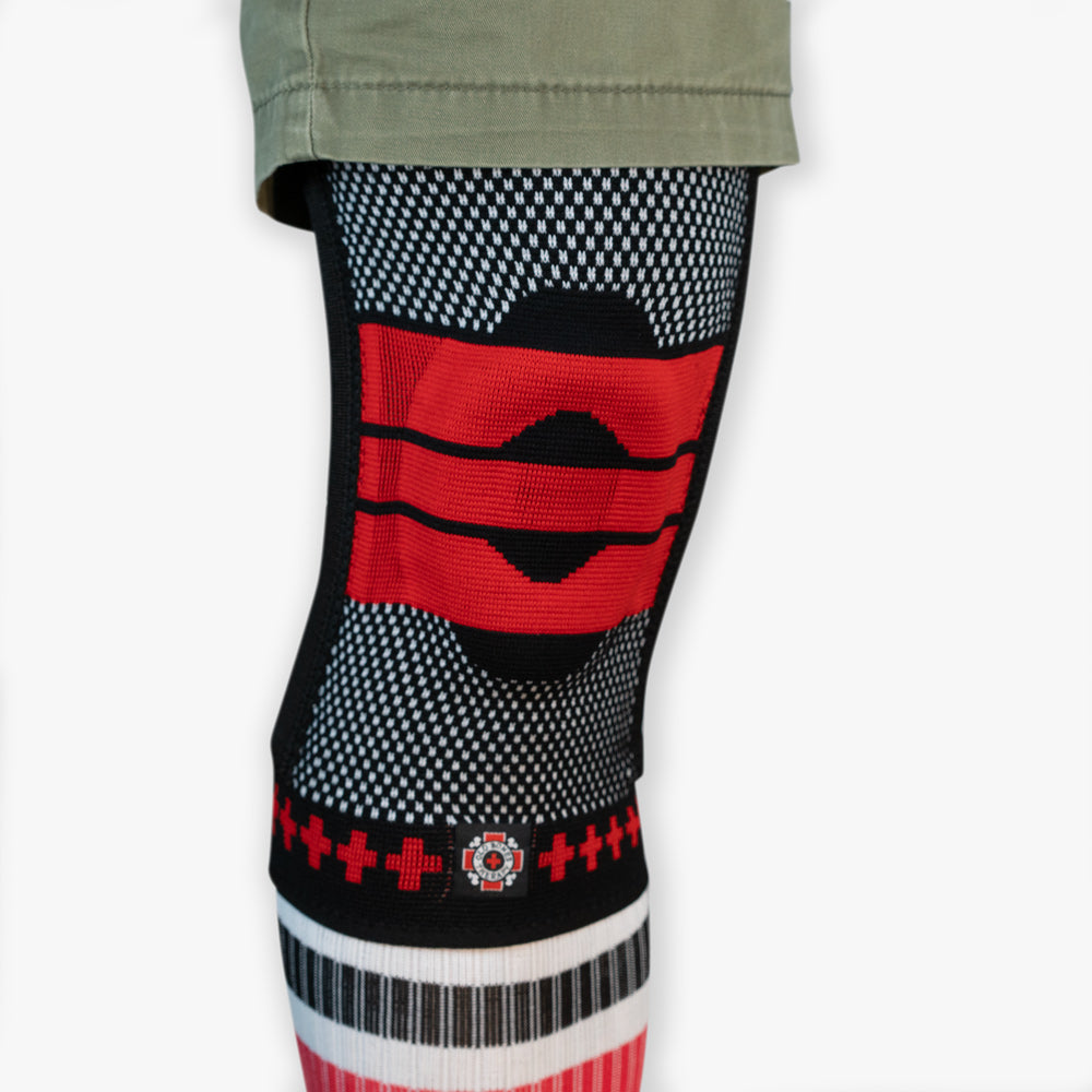Old Bones Therapy Knee Brace with Springs in Red — alternate view