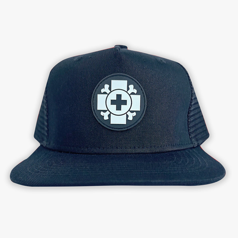 Old Bones Therapy Old Bones Icon Logo Patch Hat (Black) — branded apparel