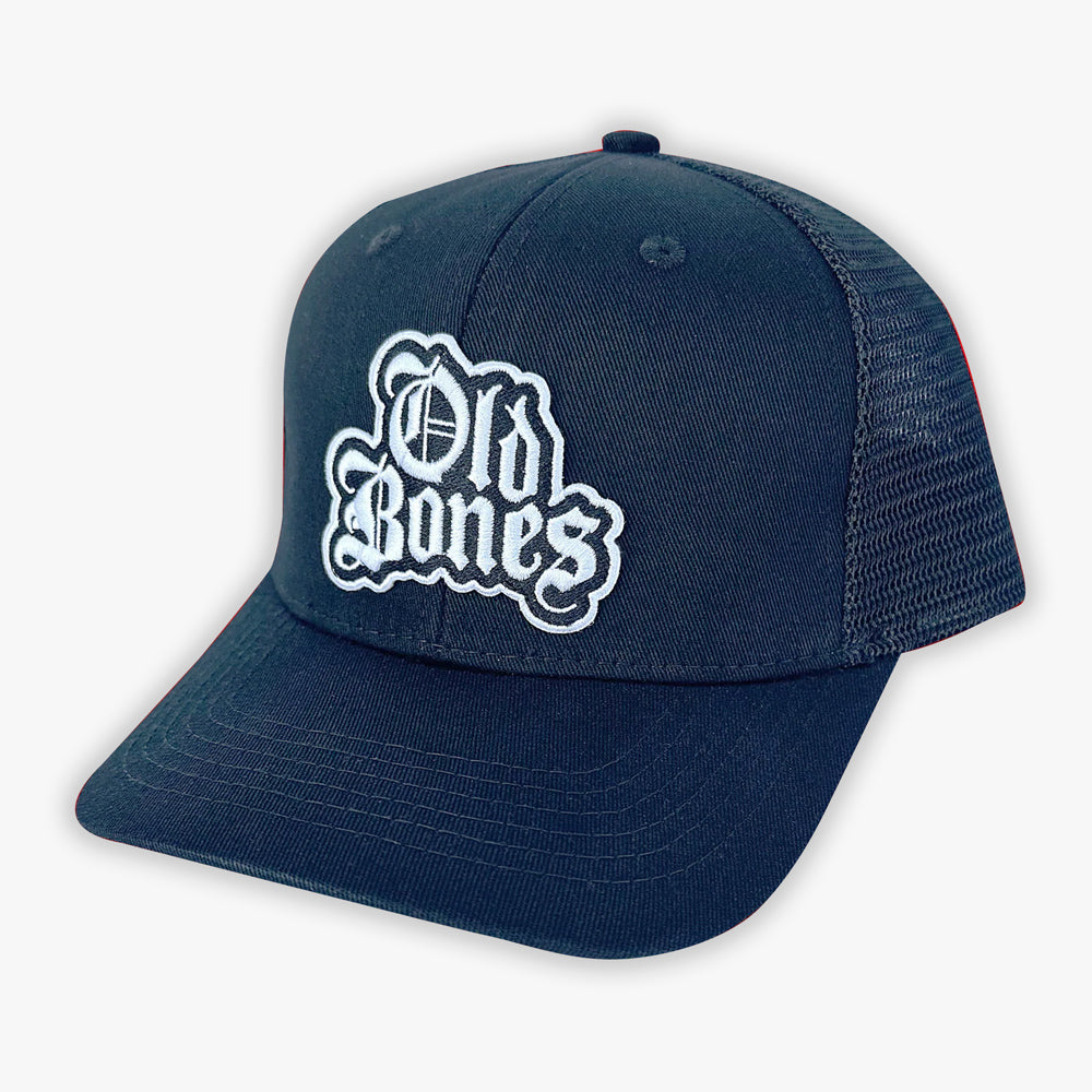 Old Bones Therapy Old Bones Old English Hat (Black) — branded apparel
