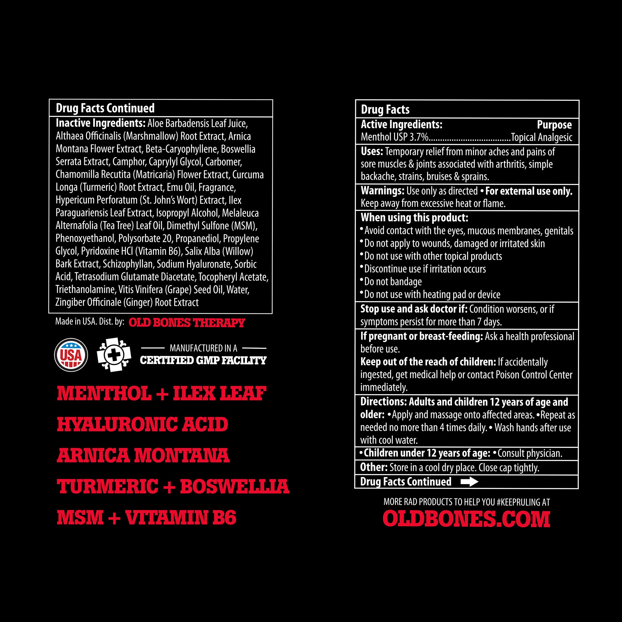 Old Bones Therapy Pain Relief Cream (3.4 oz) — product detail