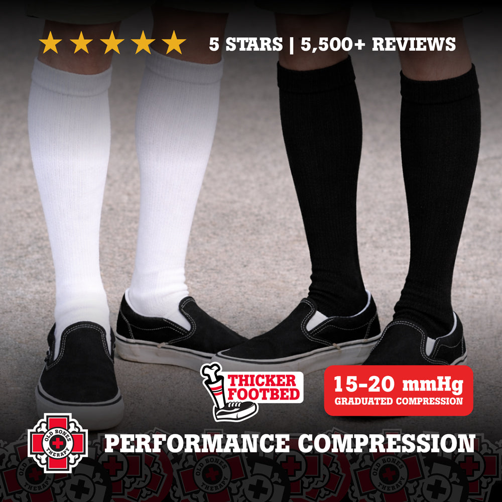 Old Bones Therapy Solid Color Compression Socks – Classic solid medical-grade 15-20 mmHg graduated compression socks in multiple colors