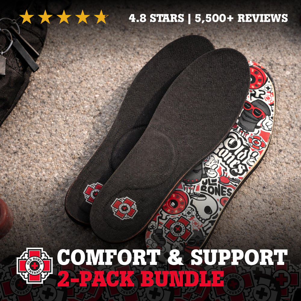 Old Bones Therapy Foot Insoles 2-Pack – Shock Absorbing and All Day insole bundle for impact protection and all-day comfort