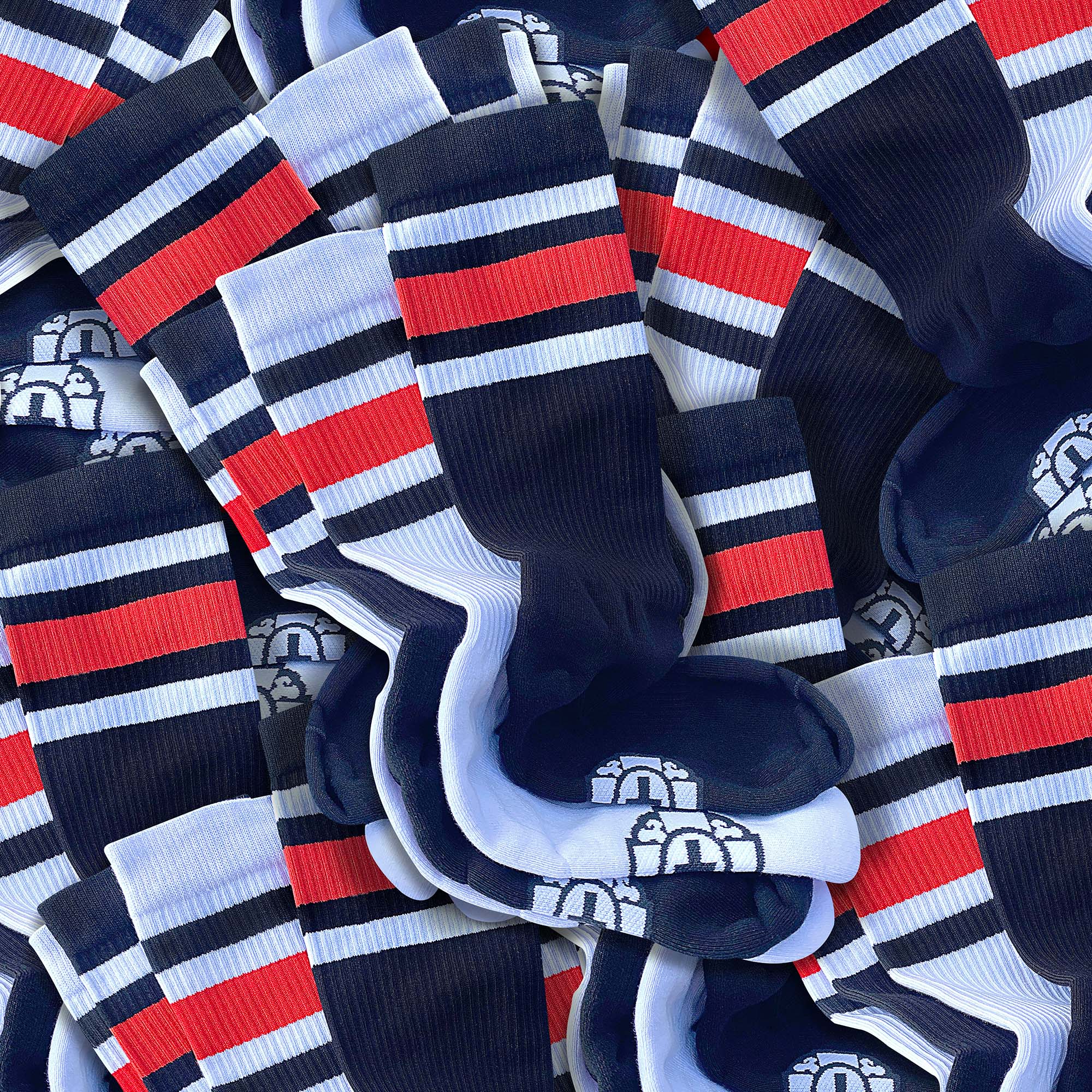 Crew Socks: RED Stripes