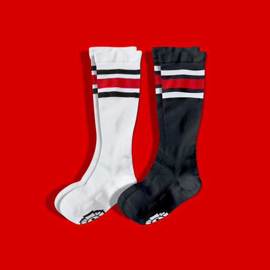 Compression Socks: RED Stripes (2-Pack)