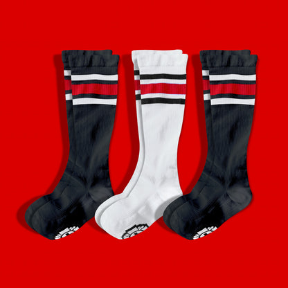 Compression Socks: RED Stripes (3-Pack)