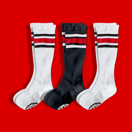 Compression Socks: RED Stripes (3-Pack)
